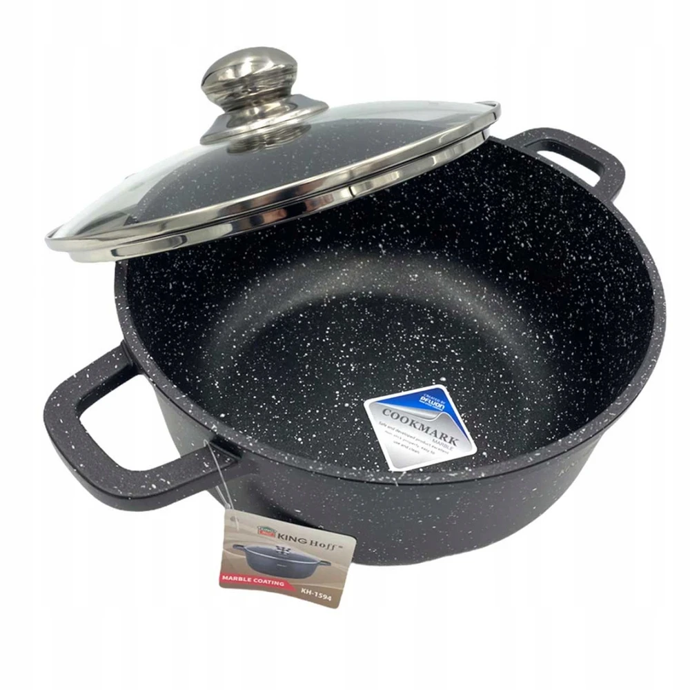 King Hoff MARMURINIS PUODAS SU DANGIU 28cm 6,5L INDUKCINĖS DUJINĖS NElipnios dangos