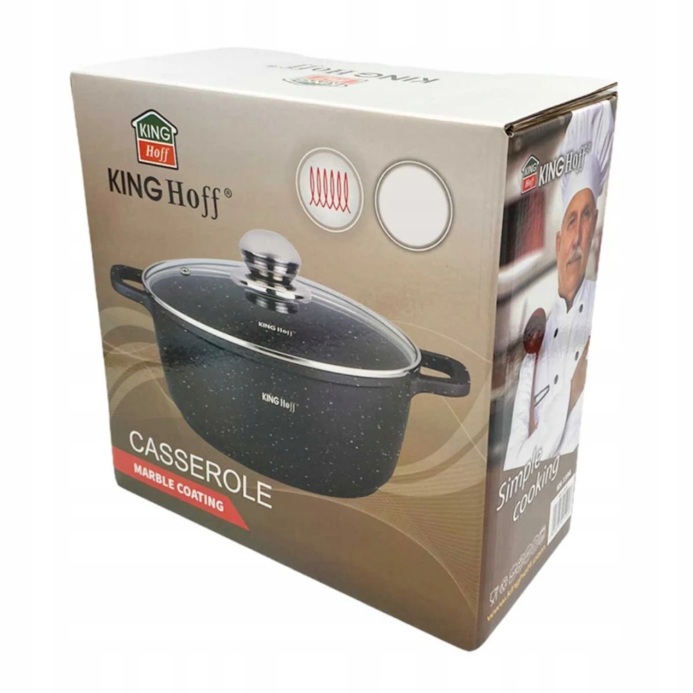 King Hoff MARMURINIS PUODAS SU DANGIU 28cm 6,5L INDUKCINĖS DUJINĖS NElipnios dangos