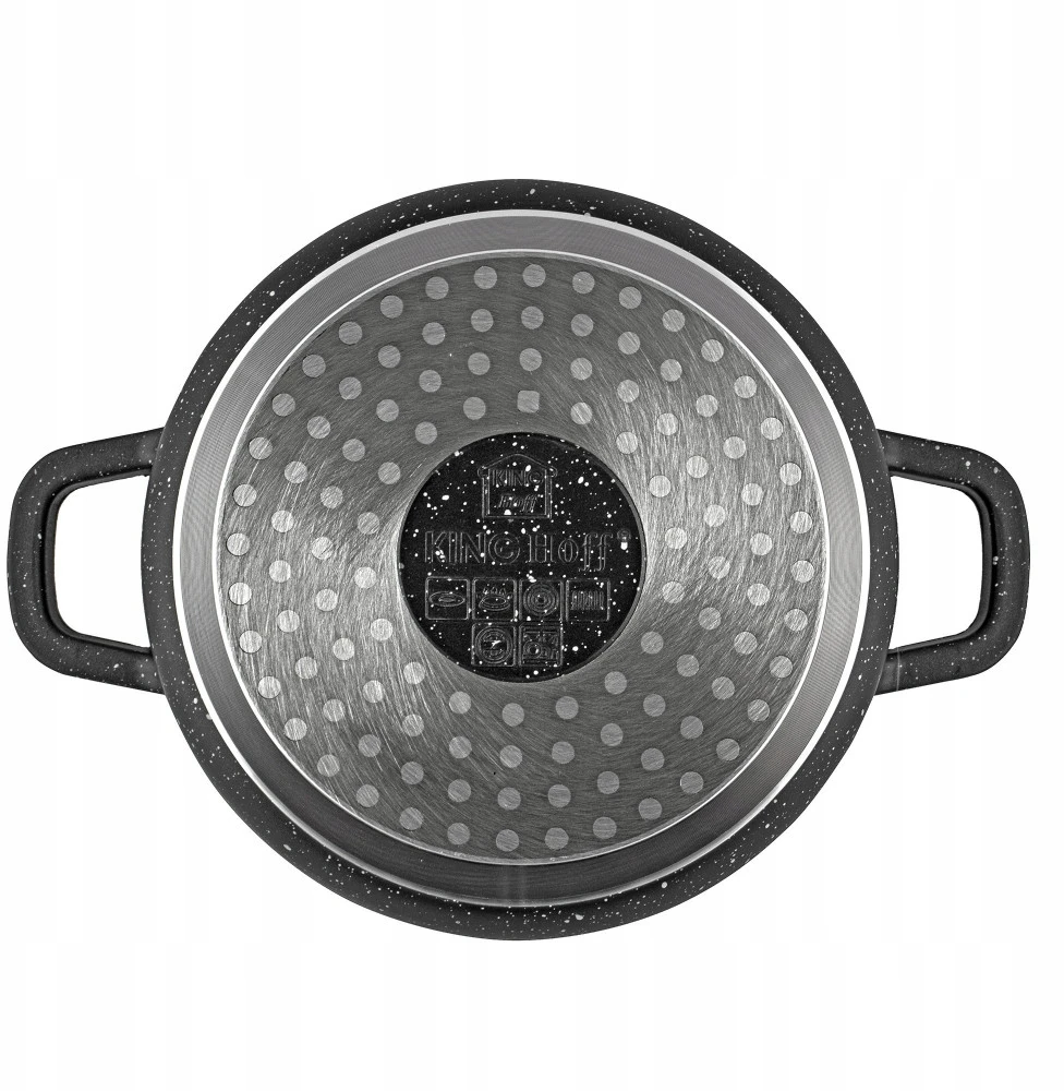 King Hoff Puodas su dangteliu, marmuro danga, 22 cm, talpa 3,3 l, juodas KINGHoff