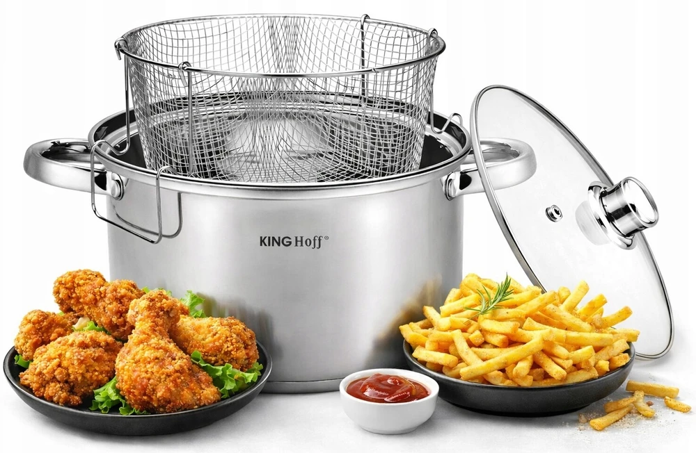 King Hoff Puodas Kinghoff puodas su kepimo krepšeliu, plieno, 24 cm skersmens, 5,5 l talpos