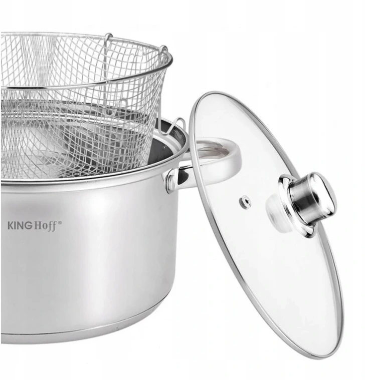 King Hoff Puodas Kinghoff puodas su kepimo krepšeliu, plieno, 24 cm skersmens, 5,5 l talpos