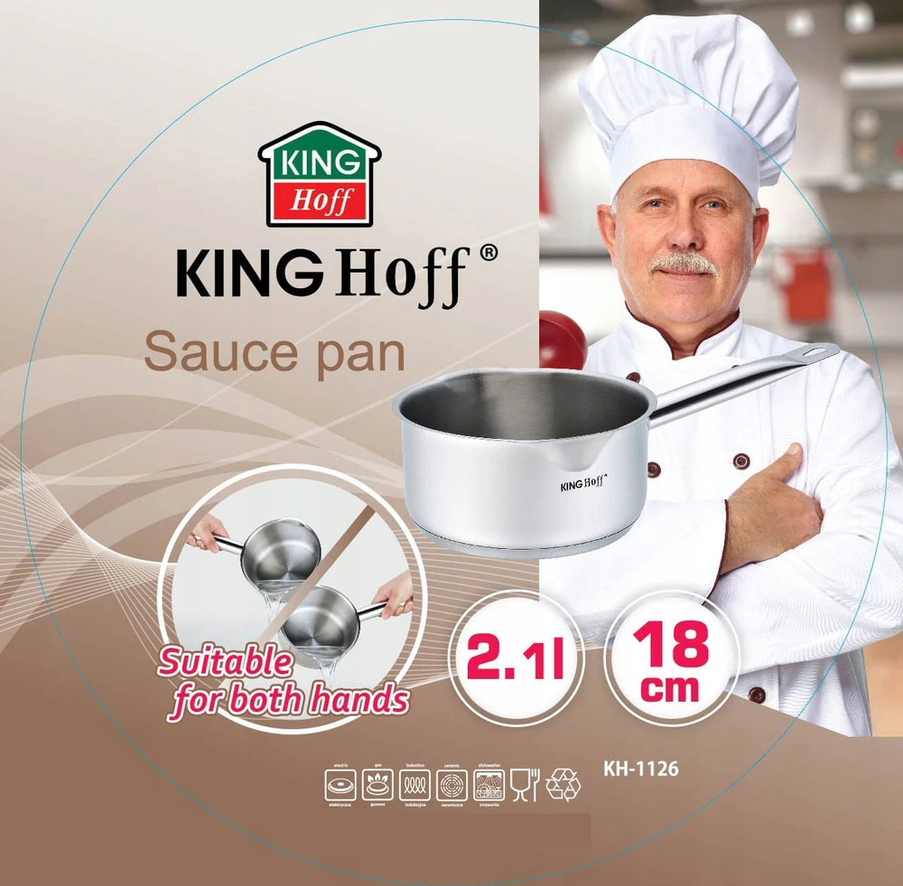 King Hoff SAUGUS NERŪDijantis PLIENAS 18 cm 2,1 l Puodas SU Snapeliu Indukcinis puodas