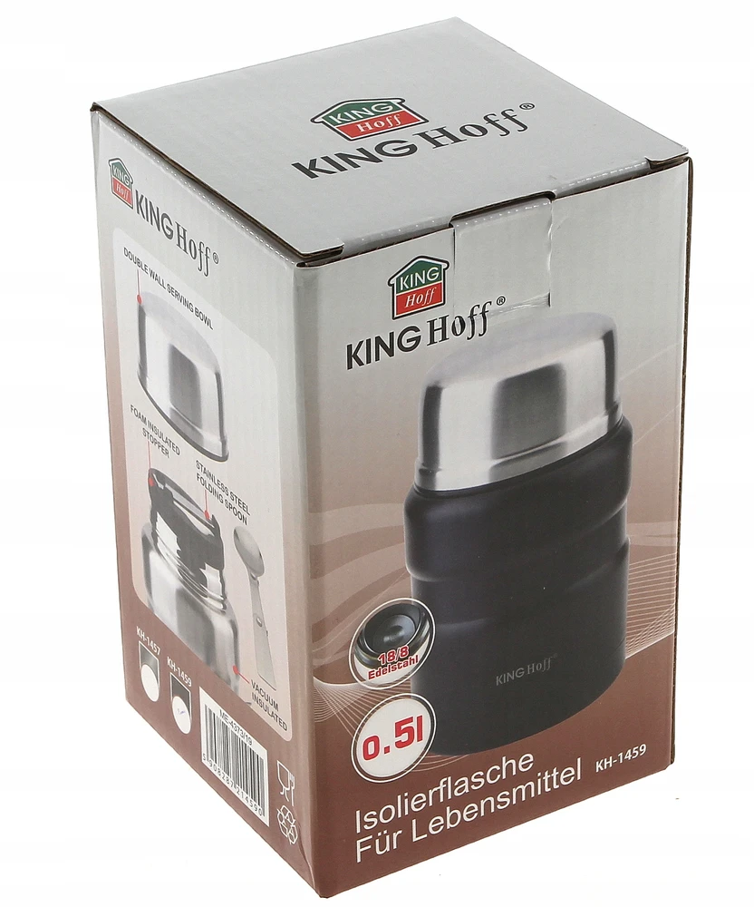 King Hoff Maisto termosas, plieno, 0,5 l, juodas, „Kinghoff“