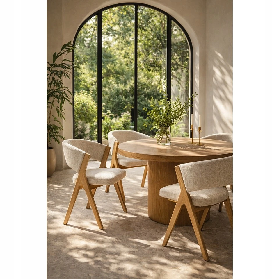 King Home FIRENZE smėlio spalvos minkšta valgomojo kėdė