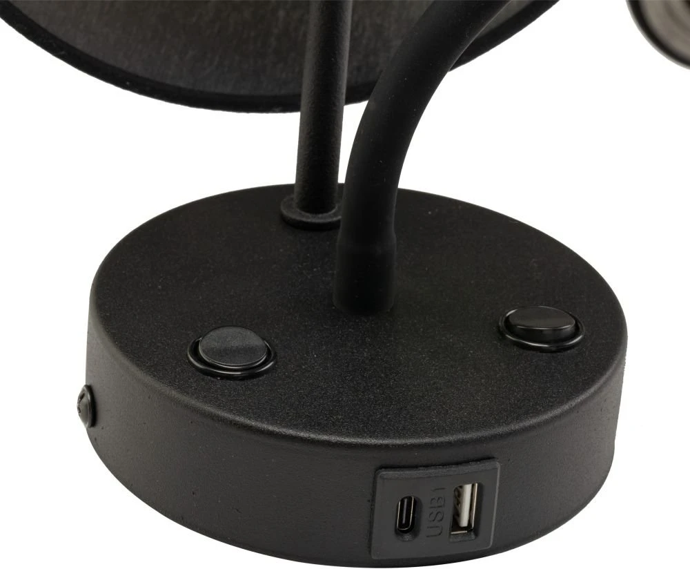 Kinkiet do czytania su USB MAJA Juodas 10203 TK Lighting