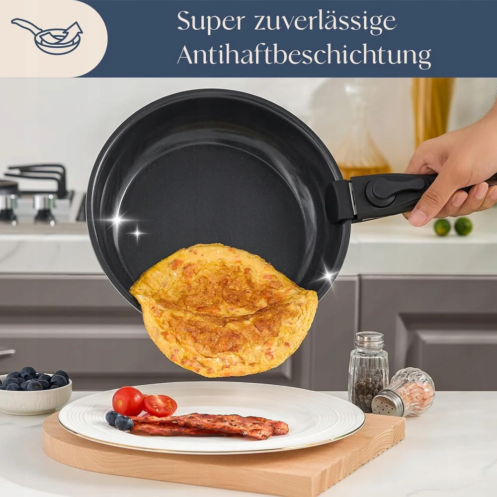 Kitchen Craft Puodų komplektas, keptuvė, nuimama rankena, indukcija, dujinė, orkaitė