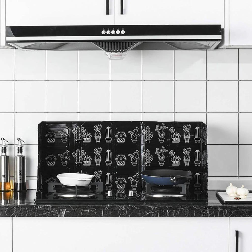 Kitchen Oil Baffle Anti oil Splash Baffle Sulankstoma aliuminio folija juoda alyva