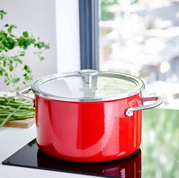 KitchenAid Emalio puodas 20cm 3,7l emaliuotas dangteliu indukcinėmis dujomis
