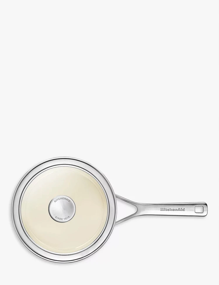KitchenAid emaliuotas puodas, mažas puodas su dangteliu, 16 cm, emaliuotas, indukcinis