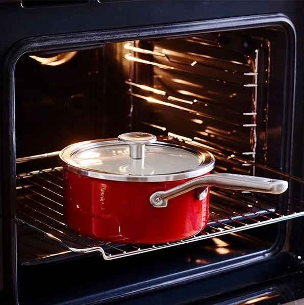 KitchenAid emaliuotas puodas, mažas puodas su dangteliu, 16 cm, emaliuotas, indukcinis