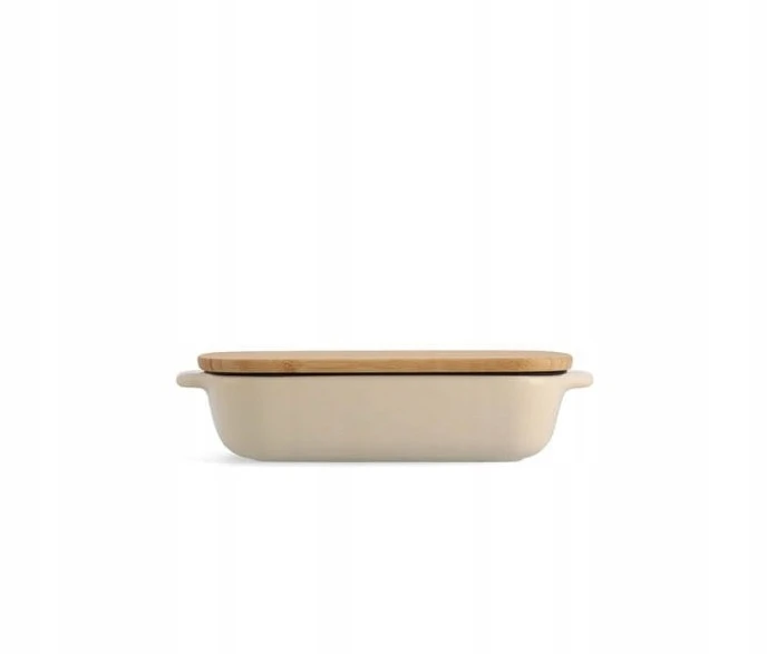 KitchenAid keramikinis indas 26x15,5x6,5 cm su migdolų kremo dangteliu