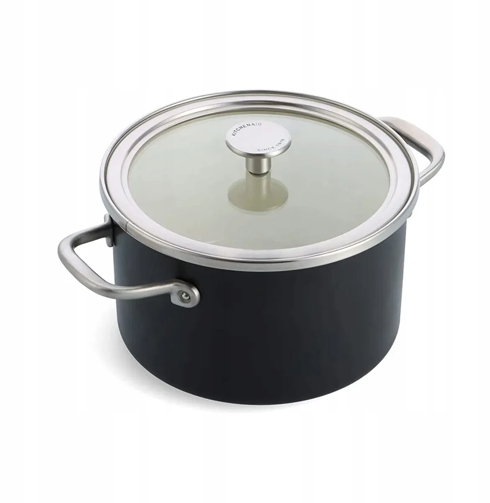 KitchenAid plieno šerdies puodas 20cm 3,7l su dangteliu, emaliuotas, indukcinis, dujinis