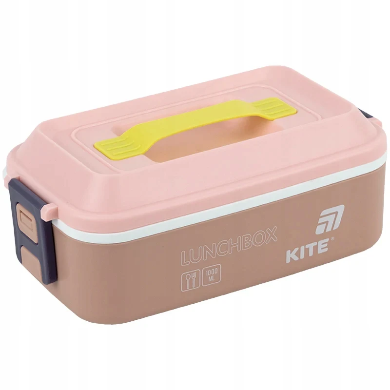 Kite 1000 ml rožinis maisto dėžutė su stalo įrankiais