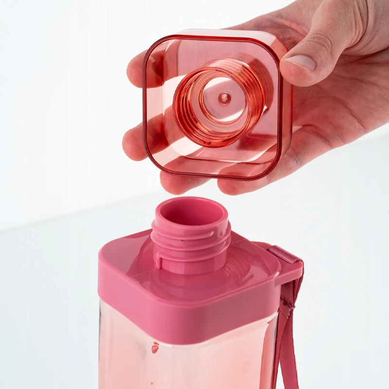Kite 550 ml rožinis vandens buteliukas, kvadratinis