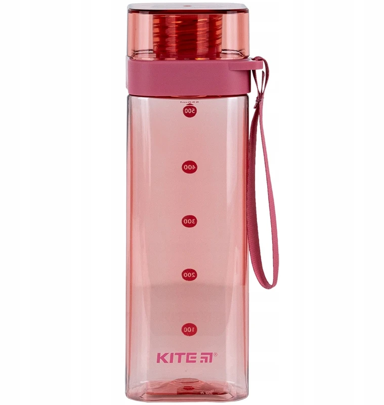 Kite 550 ml rožinis vandens buteliukas, kvadratinis