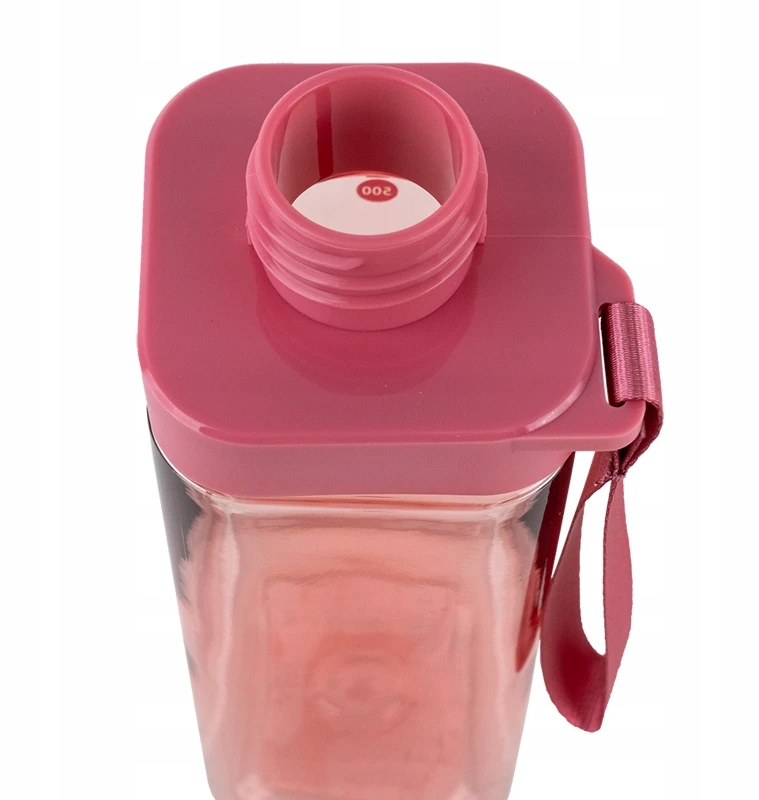 Kite 550 ml rožinis vandens buteliukas, kvadratinis