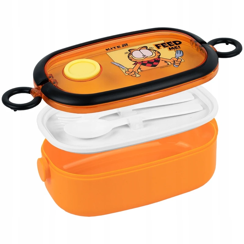 Kite Garfield 900 ml maisto dėžutė su stalo įrankiais