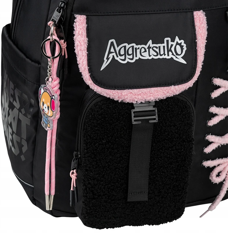 Kite Juodas paauglių kuprinė Aggretsuko su pakabuku