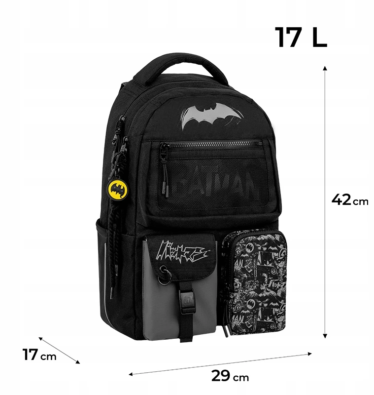 Kite kuprinė berniukams 9-12 m. juoda su Batman simboliu