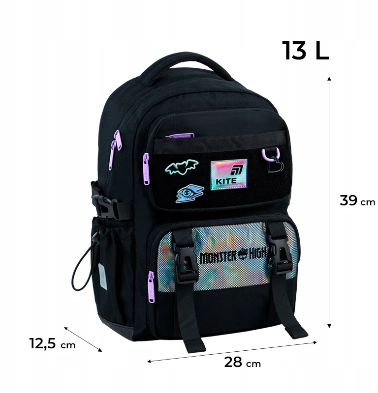 Kite Kuprinė mergaitėms Monster High, 3-6 klasei, juoda