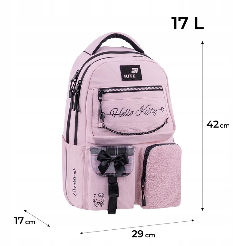 Kite Mergaičių kuprinė Hello Kitty 17l, rožinė, mokyklai, paaugliams