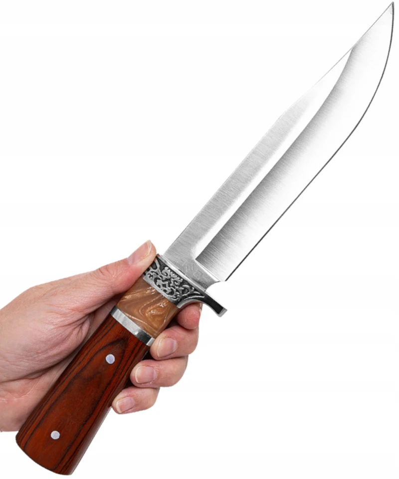 Klasikinis BSH Adventure Dagger medžioklės peilis, 420 plieno, su diržo apvalkalu