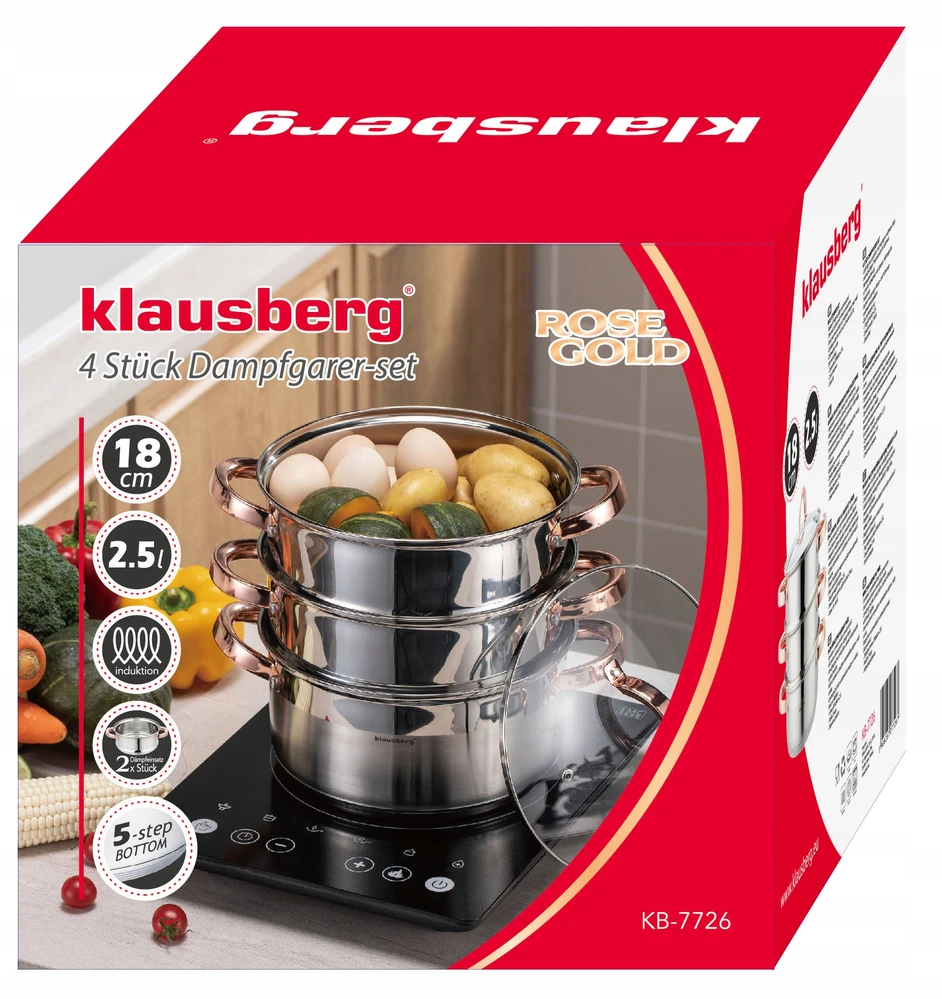 Garų puodų rinkinys KLAUSBERG KB-7726, 18 cm, 4 dalių