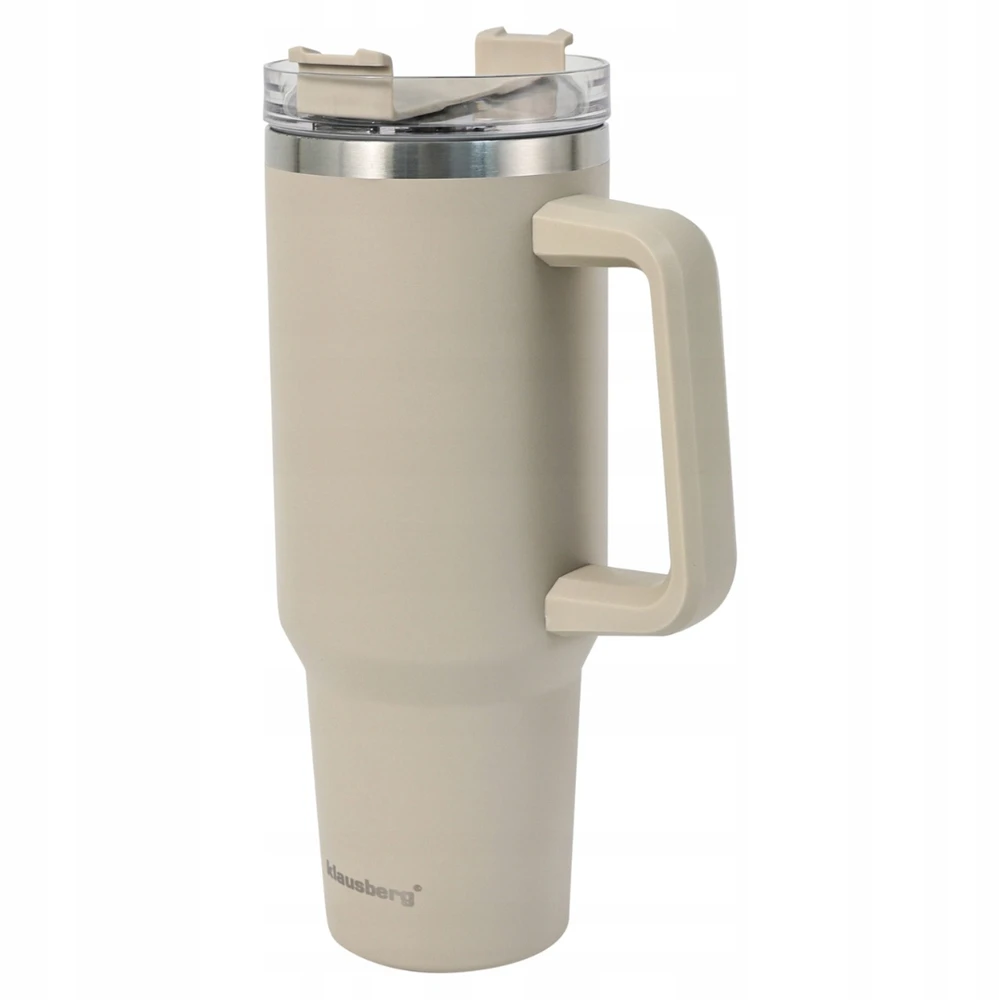 Puodelis Termosinis puodelis su šiaudeliu, smėlio spalvos, 1100 ml, nerūdijančio plieno, klausberg, kb-7944