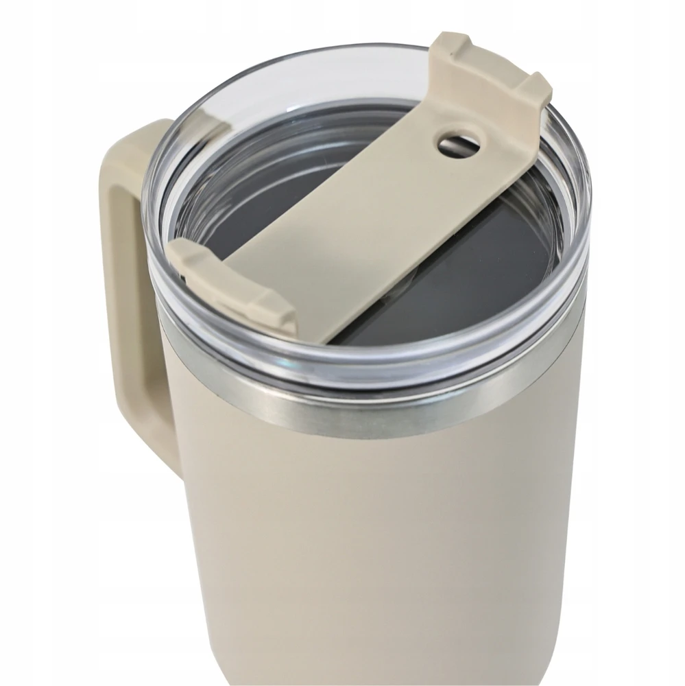 Puodelis Termosinis puodelis su šiaudeliu, smėlio spalvos, 1100 ml, nerūdijančio plieno, klausberg, kb-7944