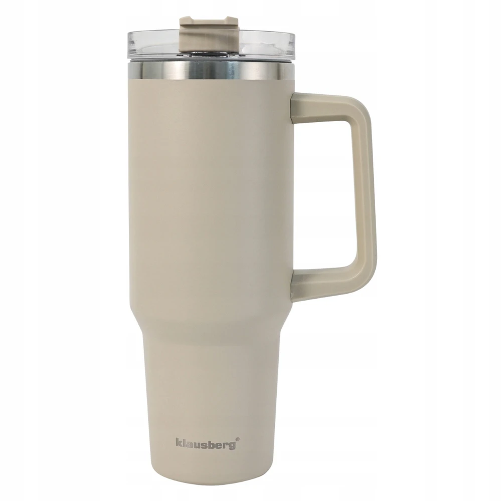 Puodelis Termosinis puodelis su šiaudeliu, smėlio spalvos, 1100 ml, nerūdijančio plieno, klausberg, kb-7944