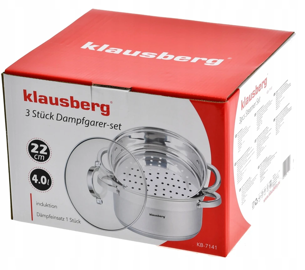 Puodas Plieninis garintuvas, 3 vnt. rinkinys, 22 cm skersmuo, Klausberg