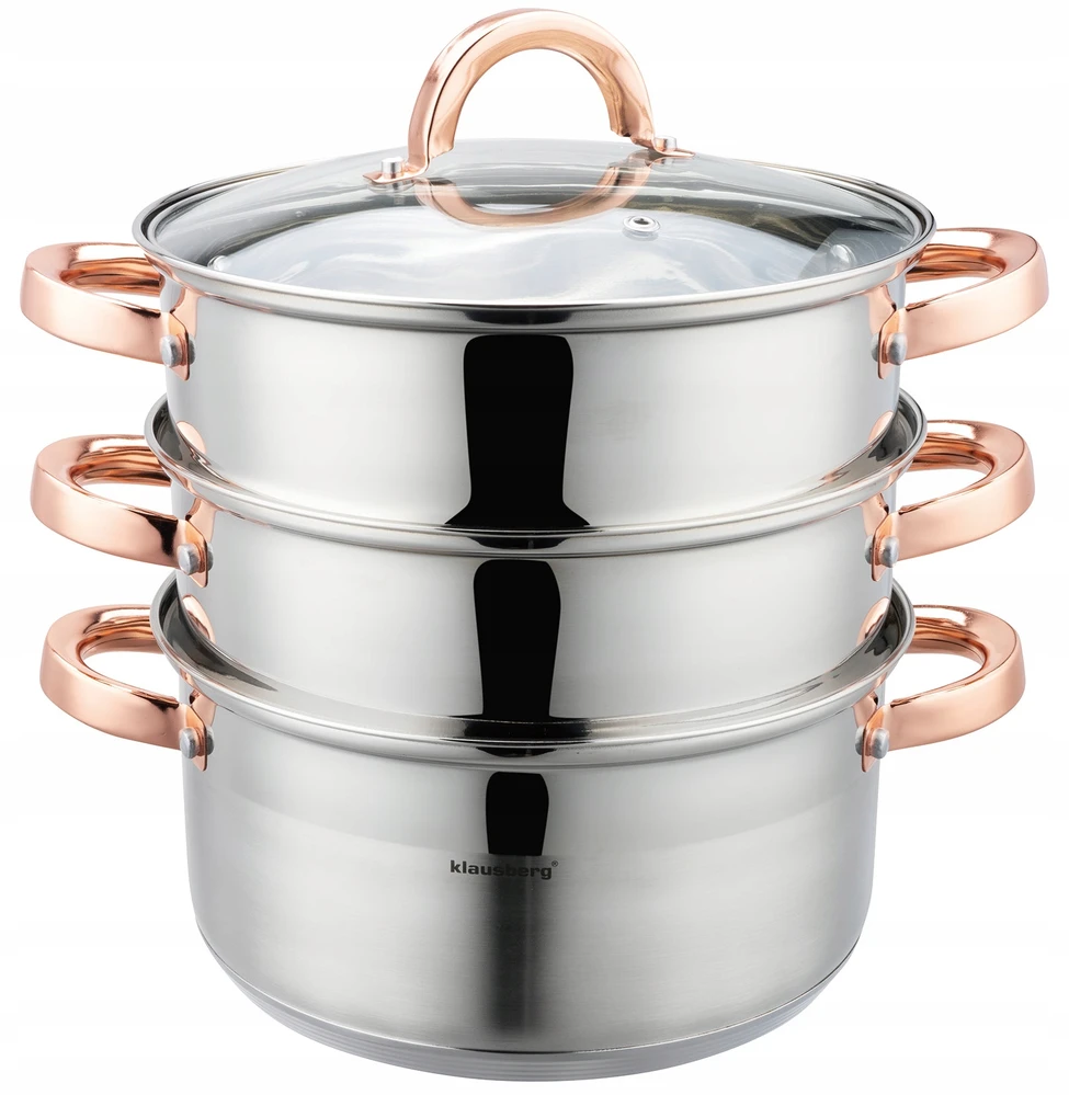 Klausberg PUODAS 4 L GARO indukcinis nerūdijančio plieno puodas + 2 Įdėklai 22 cm