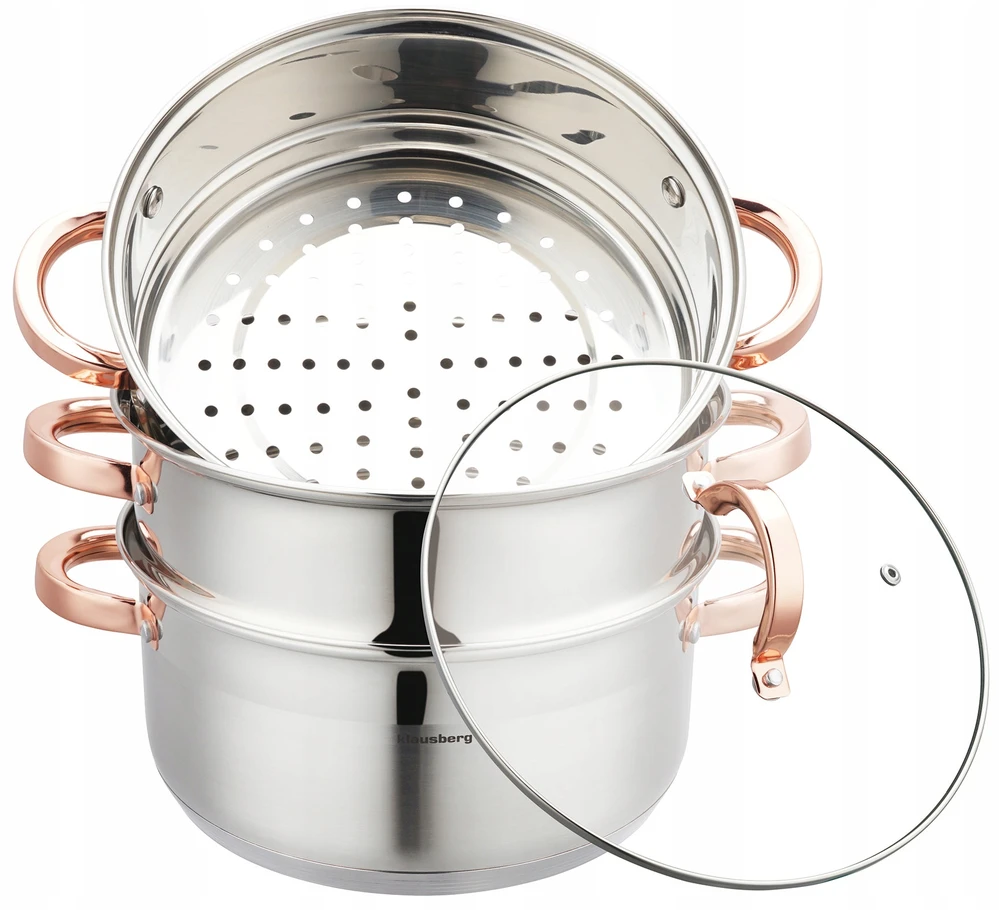 Klausberg PUODAS 5 L GARO virimo indukcinis nerūdijančio plieno puodas + 2 Įdėklai 24 cm