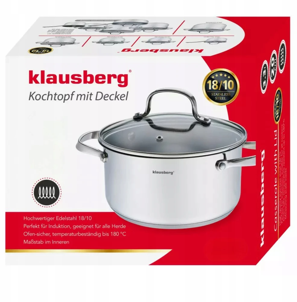 Puodas su pokrywą, stal śr.16cm 1,8l klausberg