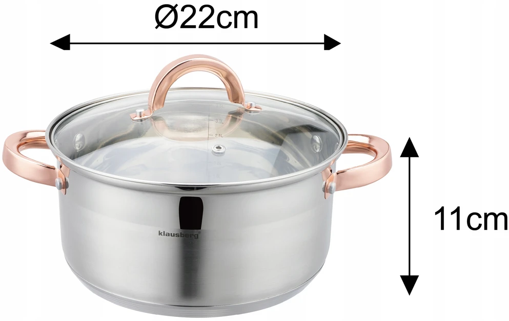 Klausberg STEAMER POT 22cm indukcinis nerūdijančio plieno puodas 4L