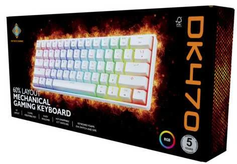 DK470 60% mechaninė klaviatūra DELTACO GAMING, Pre-lubed Hot-Swap KTT jungikliai / 4222408 / GAM-175-W-US