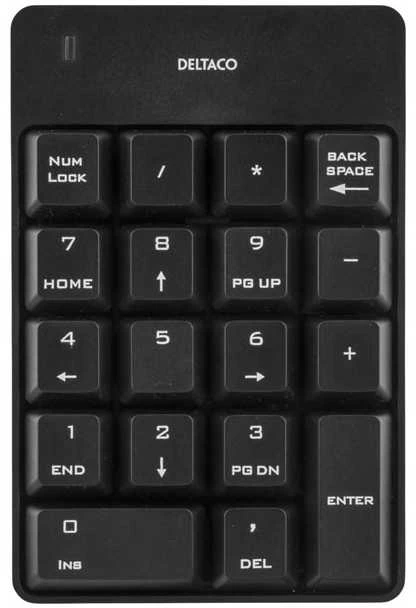 Klaviatūra DELTACO USB bevielė, skaičių, juoda / TB-144