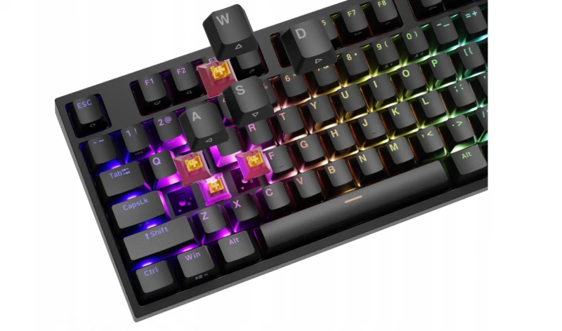 Klaviatūra žaidimams Genesis Thor 404 TKL Outemu Silent Peach su laidu mechaninė su pašvietimu juoda
