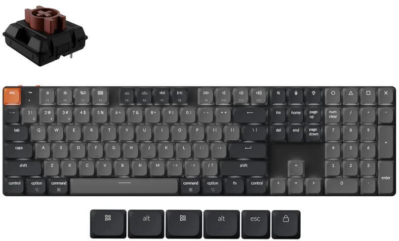 Klaviatūra žaidimams Keychron K5 Max Gateron Raudona (Low Profile) belaidė mechaninė su pašvietimu szaro-juoda