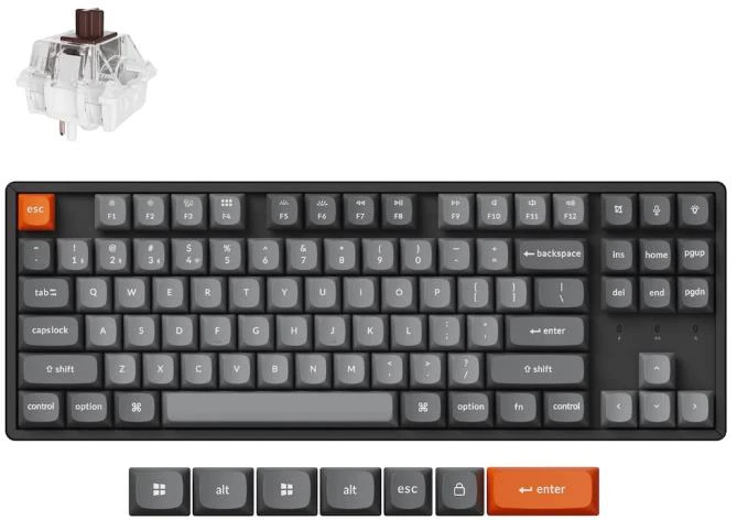 Klaviatūra žaidimams Keychron K5 Max Gateron Raudona (Low Profile) belaidė mechaninė su pašvietimu szaro-juoda