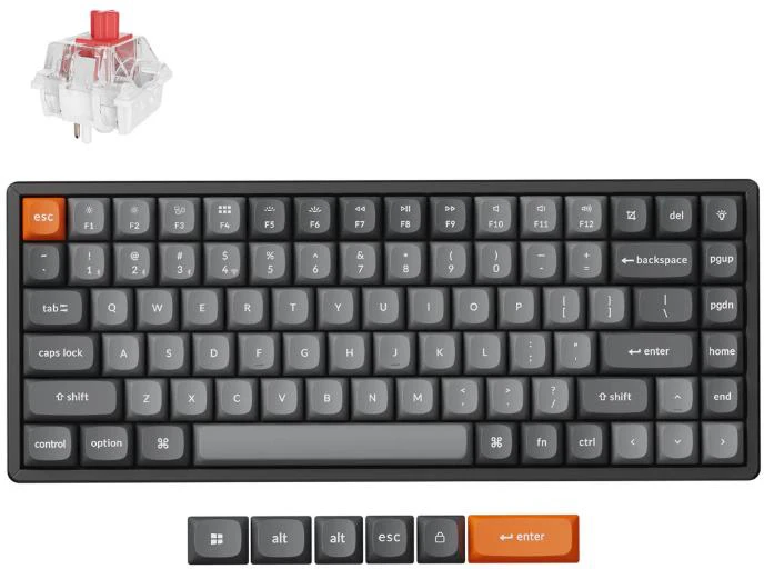 Klaviatūra Keychron K8M-J3 80% TKL rudas jungiklis