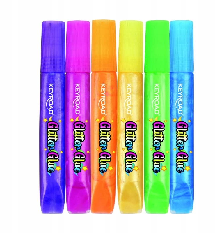 Klej brokatowy vaikams KEYROAD, 6 perłowych kolorów x 10g, blister
