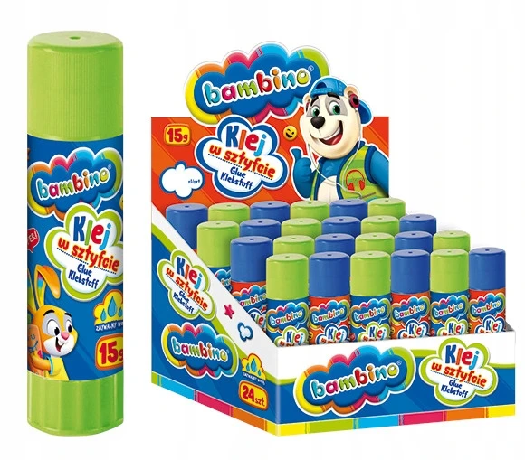 Klej w sztyfcie 15g mocny szkolny MINI ZOO zmywalny wodą bezpieczny BAMBINO