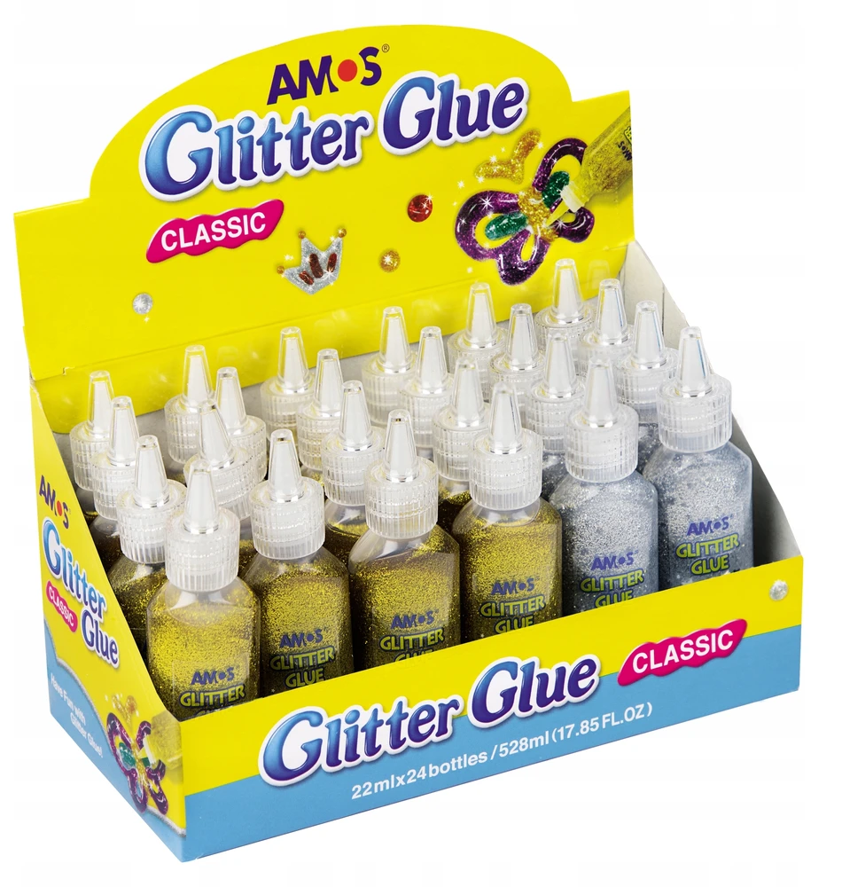 Klijai su blizgučiais GCL22D24 GS, Amos, 22ml, aukso/sidabro sp.