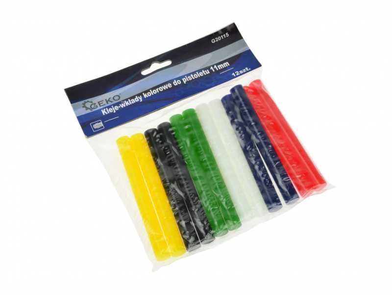 Klijų lazdelės Geko 11mm spalvotos 12vnt