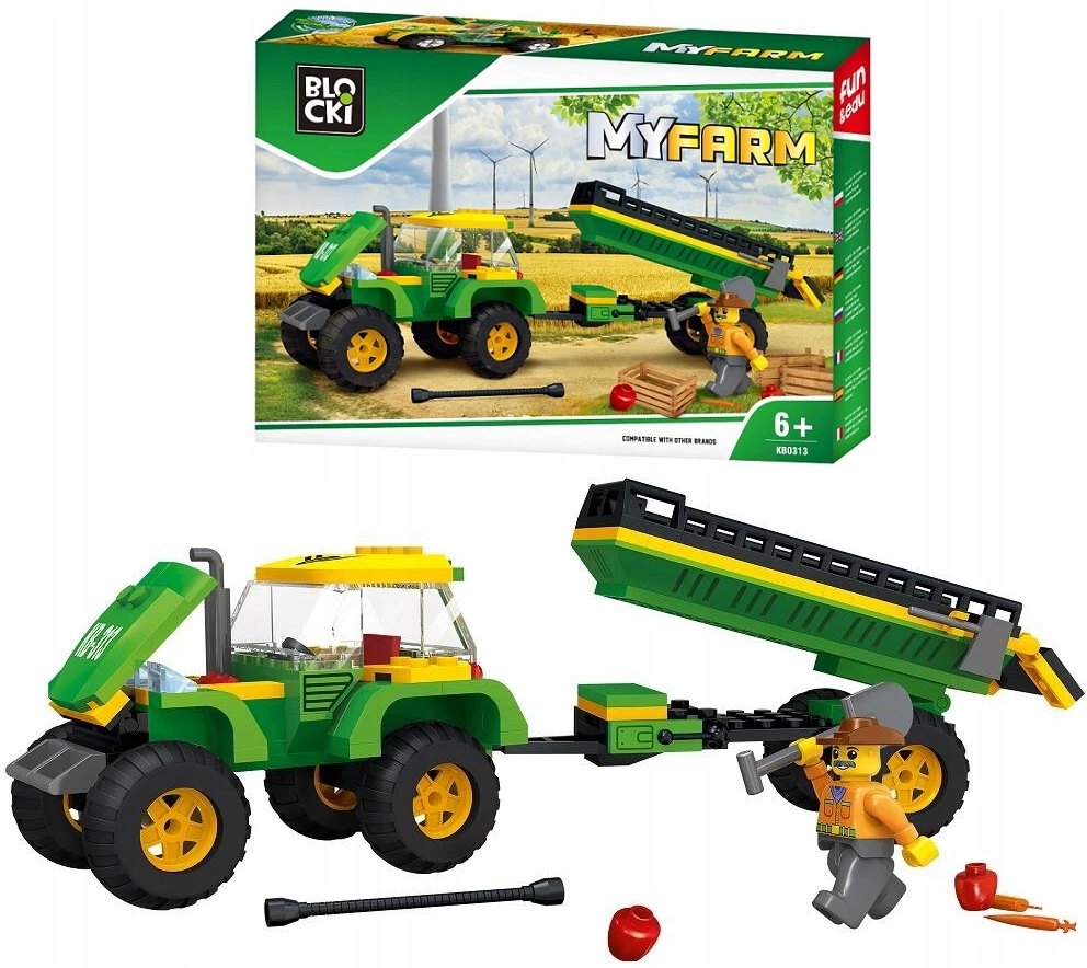 Klocki Blocki MyFarm traktorius su priekaba 375x255x60 mm Icom