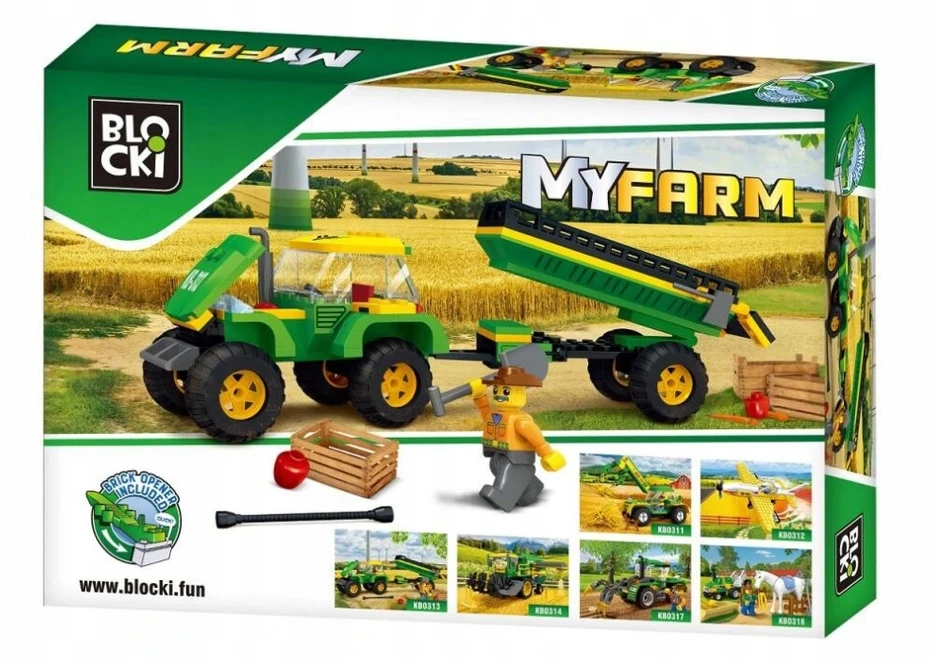 Klocki Blocki MyFarm traktorius su priekaba 375x255x60 mm Icom