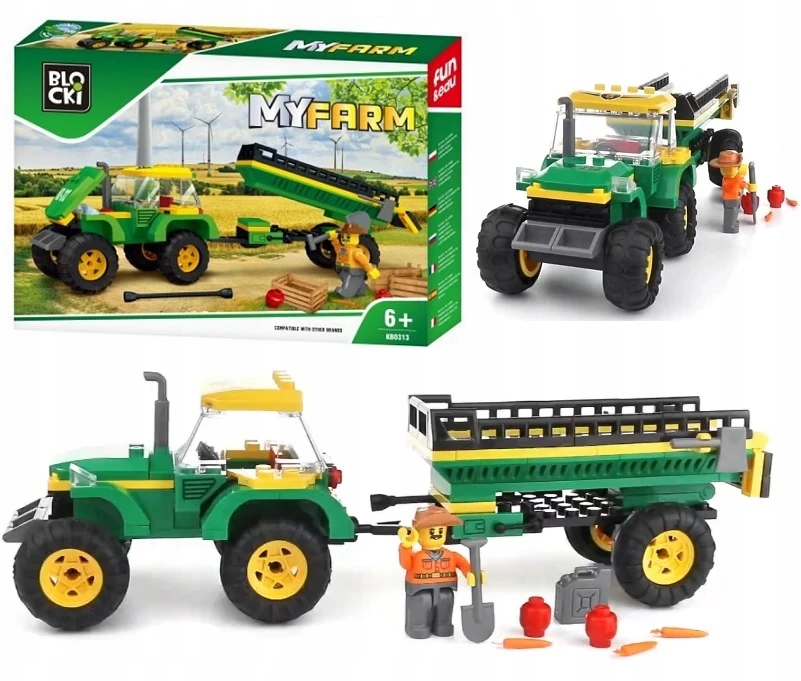 Klocki Blocki MyFarm traktorius su priekaba 375x255x60 mm Icom