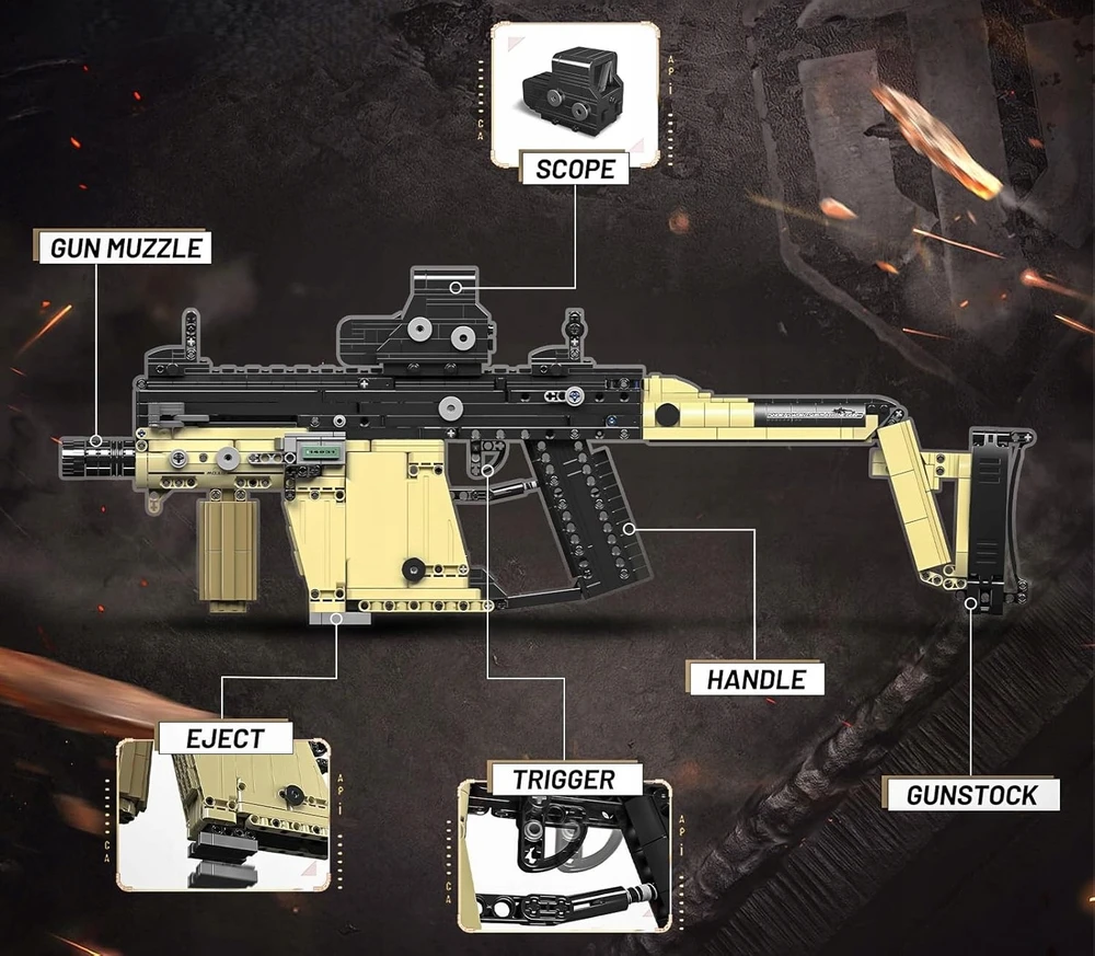 Klocki konstrukcyjne Mould King 14031 Pistolet Kriss Vector 1558 el.
