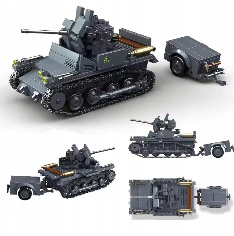 K&M Karinis BLOCKS priešlėktuvinis tankas WW2 675el + 3 figūrėlės + ginklai (KL32)